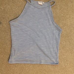 Caution to the wind women’s crop top blue and white striped